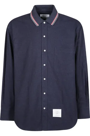 Thom Browne Koszule, Mężczyzna, Niebieski, M, Oversized Koszula w Paski Flanelowa