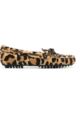 CAR SHOE Buty, Kobieta, brązowy, 36 EU, Brązowe Buty na Płaskiej Podeszwie z Wzorem Leoparda