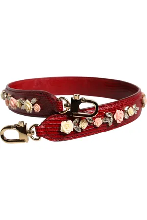 Dolce & Gabbana Torebki, Kobieta, Czerwony, ONE SIZE, Czerwona Skórzana Kwiatowa Torba na Ramię