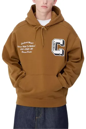 Carhartt Bluzy, Mężczyzna, brązowy, M, Bawełna, Bluza z Kapturem Brązowe Kaczki Hamilton