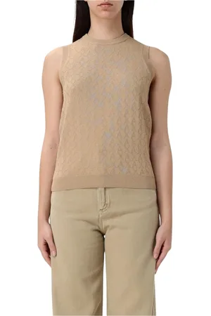 Armani Exchange Swetry, Kobieta, brązowy, S, Wzorzysty Bezrękawnik z Dzianiny