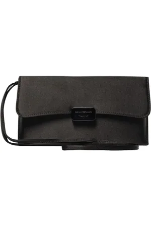 Emporio Armani Torebki, Kobieta, Czarny, ONE SIZE, Zamsz, Czarna Crossbody Torba na ramię