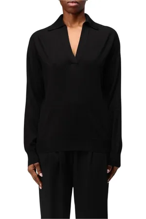 FARFETCH Swetry, Kobieta, Czarny, L, Kaszmir, Beige Cashmere Polo Sweater