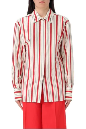 Msgm Bluzki, Kobieta, Wielobarwność, M, Czerwona Koszula z Guzikami