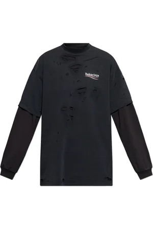 Balenciaga Koszulki, Mężczyzna, Czarny, S, Len, T-shirt z logo