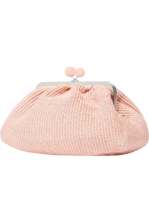 Max Mara Torebki, Kobieta, Różowy, ONE SIZE, Różowa torba Pasticcino średnia kopertówka rafia