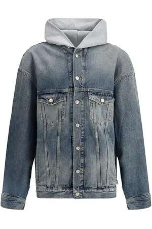 Balenciaga Kurtki, Mężczyzna, Niebieski, M, Denim, Oversized Denim Hoodie Kurtka