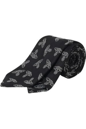Vivienne Westwood Akcesoria, Mężczyzna, Czarny, ONE SIZE, Czarny Jedwabny Wzorzysty Krawat