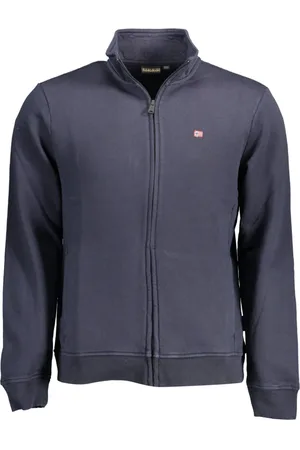 Napapijri Bluzy, Mężczyzna, Niebieski, 2XL, Niebieski Sweter z Długim Rękawem i Zamkiem