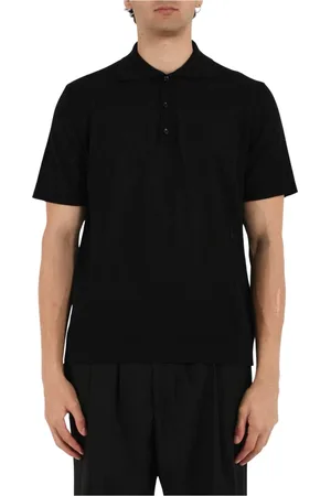 COSTUMEIN Koszulki, Mężczyzna, Czarny, XL, Polo z Lnu z Guzikowym Kołnierzem
