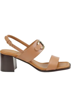 Salvatore Ferragamo Buty, Kobieta, brązowy, 37 EU, Czarna skórzana sandał z akcentem Gancini