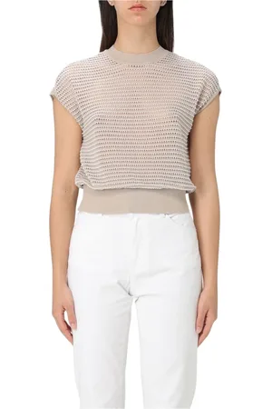 Emporio Armani Swetry, Kobieta, Beżowy, M, Kaszmir, Beżowy Sweter z Kaszmiru i Wełny
