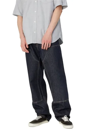 Carhartt Jeansy, Mężczyzna, Niebieski, W33 L30, Bawełna, Double Knee Pant Rinsed