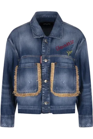 Dsquared2 Kurtki, Kobieta, Niebieski, 2XS, Niebieska Letnia Kurtka Jeansyowa dla Kobiet
