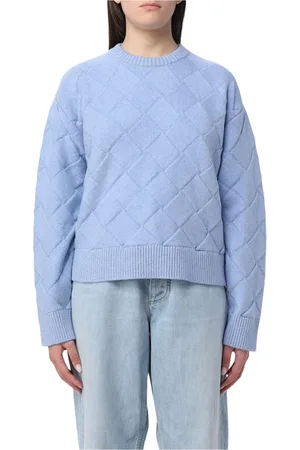 Bottega Veneta Swetry, Kobieta, Niebieski, M, Luksusowy Diamond Sweter