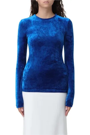 Giorgio Armani Koszulki, Kobieta, Niebieski, L, Królewski Aksamitny Sweter