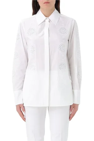 Max Mara Bluzki, Kobieta, Biały, L, Biała Koszula Poplin Elegancka Styl
