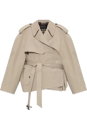 Balenciaga Płaszcze, Kobieta, Beżowy, M, Bawełna, Krótki trencz