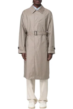Emporio Armani Płaszcze, Mężczyzna, Beżowy, L, Elegancki Plaszcz w Kratke dla Mezczyzn