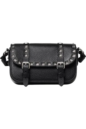 VALENTINO GARAVANI Torebki, Mężczyzna, Czarny, ONE SIZE, Len, Czarna Rockstud Torba na ramię