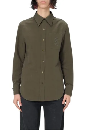 Saint Laurent Bluzki, Kobieta, Zielony, XS, Elegancka Koszula z Długim Rękawem