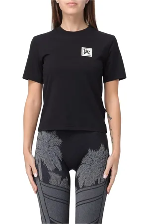 Palm Angels Koszulki, Kobieta, Czarny, XS, Czarna Koszulka z logo dla kobiet