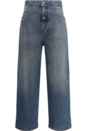 Maison Margiela Jeansy, Kobieta, Niebieski, W25, Jeansyy z Wysokim Stanem i Obciętymi Nogawkami