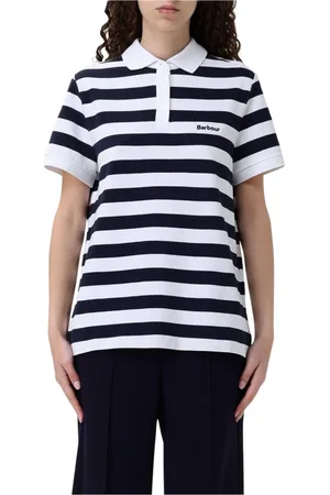 Barbour Koszulki, Kobieta, Niebieski, S, Niebieski T-shirt z okrągłym dekoltem z bawełny