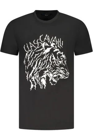 Roberto Cavalli Koszulki, Mężczyzna, Czarny, 2XL, Czarna Bawełniana Koszulka