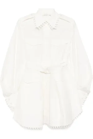 ZIMMERMANN Sukienki, Kobieta, Biały, S, Elegancka Sukienka z Koronką Bianco