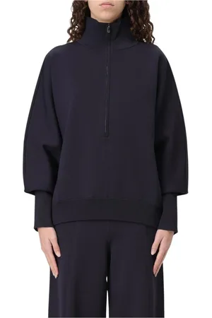Max Mara Swetry, Kobieta, Niebieski, L, Niebieski Sweter z Zamkiem
