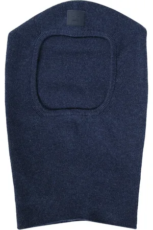 Acne Studios Akcesoria, Mężczyzna, Niebieski, ONE SIZE, Ryflowany wełniany beanie z naszywką