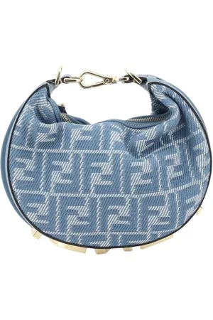 Fendi Torebki, Kobieta, Niebieski, ONE SIZE, Nowoczesna Mini torba Hobo z dżinsu