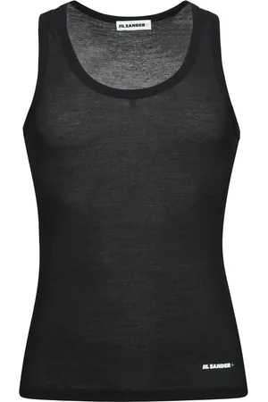 Jil Sander Koszulki, Kobieta, Czarny, M, Biała Koszulka Tankowa Minimalistyczny Styl Luksusowy