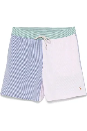 Ralph Lauren Stroje kąpielowe, Mężczyzna, Wielobarwność, L, Preppy Seersucker Traveler Mid Trunk