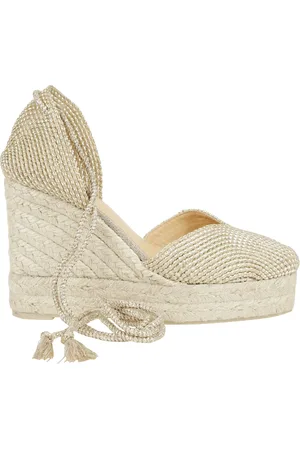 Castaner Buty, Kobieta, Żółty, 38 EU, Rayon, Klinowa espadryla z dekoltem w serek
