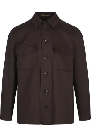 HUGO BOSS Kurtki, Mężczyzna, brązowy, XL, Brązowy Płaszcz Lniany Wełniany Mohair