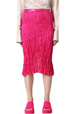 Acne Studios Spódnice, Kobieta, Różowy, M, Fuksjowa Plisowana Spódnica Midi