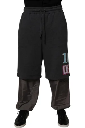 Dolce & Gabbana Spodnie, Mężczyzna, Zielony, L, Bawełna, Ciemnoszare Jogger Sweatpants z warstwami