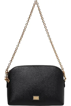 Dolce & Gabbana Torebki, Kobieta, Czarny, ONE SIZE, Czarna Kopertówka z łańcuchem Half Moon