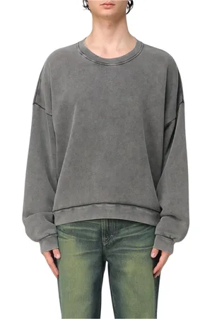 Acne Studios Bluzy, Mężczyzna, Szary, L, Czarny Sweter z Okrągłym Dekoltem