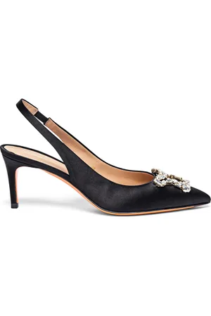 santoni Buty, Kobieta, Czarny, 37 1/2 EU, Satinowy średni obcas Sibille slingback dla kobiet