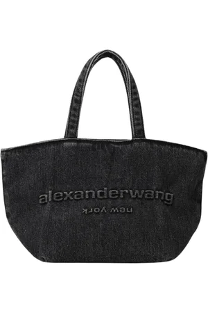 Alexander Wang Torebki, Kobieta, Szary, ONE SIZE, Denim, Szara torba z dżinsu z tłoczonym logo