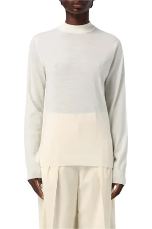Maison Margiela Swetry, Kobieta, Beżowy, M, Navy Merino Wool Pullover Sweater