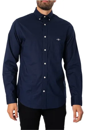 GANT Koszule, Mężczyzna, Niebieski, 2XL, Casual koszula z długim rękawem
