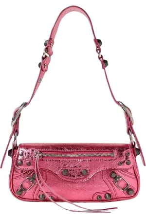 Balenciaga Torebki, Kobieta, Różowy, ONE SIZE, Len, Metaliczna Torba na Ramię w Uderzającym Różu