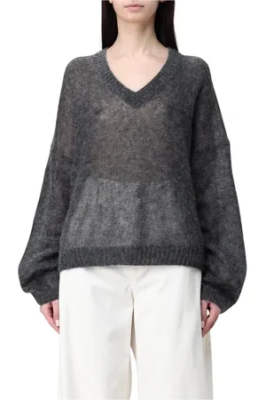 Brunello Cucinelli Swetry, Kobieta, Czarny, XL, Luksusowy Sweter z wełny mohair z dekoltem V
