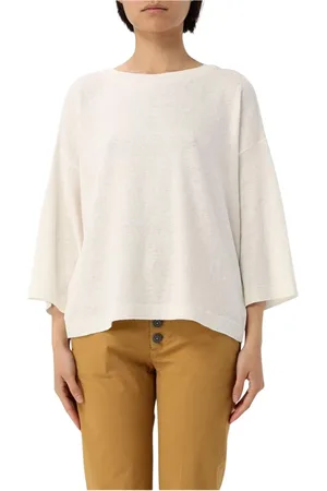 Barbour Swetry, Kobieta, Biały, S, Biała lniana sweter z dekoltem w serek