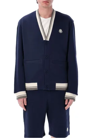 Moncler Swetry, Mężczyzna, Niebieski, L, Nylon, Granatowy Sweter Ss 25 z dekoltem V