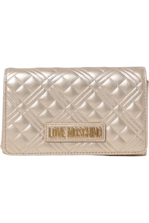 Moschino Torebki, Kobieta, Żółty, ONE SIZE, Pikowana Mini Torebka Clutch w Złotym